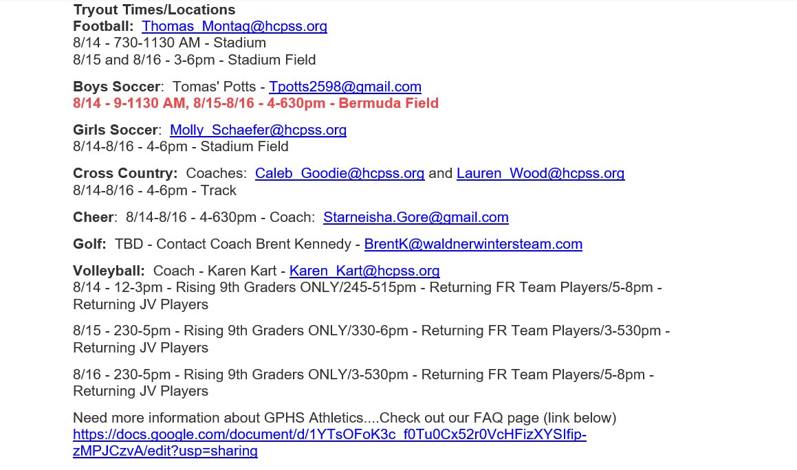 Guilford Park HS Athletics (@gphspanthers) on Twitter photo <a href="/GPHSPanthers/">Guilford Park HS Athletics</a> Fall Sports Tryout Schedule: Golf will be added as soon as we get the time from Timbers at Troy GC. <a href="/GPHSPanthers/">Guilford Park HS Athletics</a> Fall Sports Tryout Schedule: Golf will be added as soon as we get the time from Timbers at Troy GC.