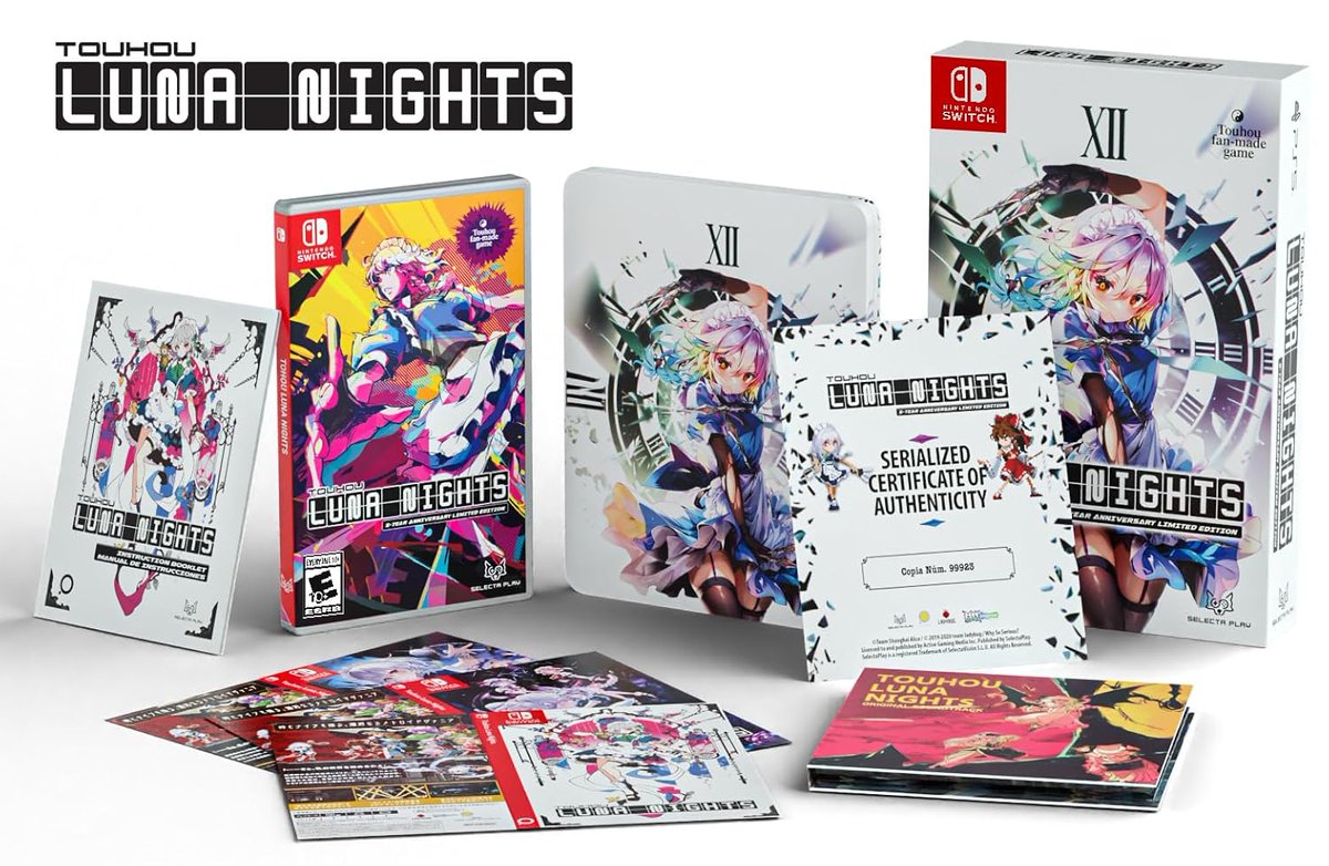 PhysicReleases's tweet photo. Touhou Luna Nights: 5-Year Anniversary Limited Edition (NSW/PS5) is up for pre-order on Amazon:
NSW https://t.co/hkjY31jWkt
PS5 https://t.co/GFj3p3Y7rd
Regular $39.99
NSW https://t.co/2sJM0BsOns
PS5 https://t.co/c8QHBnO8uO #ad
#PreOrderUpdateClickHere https://t.co/tVpcXEu4Is
