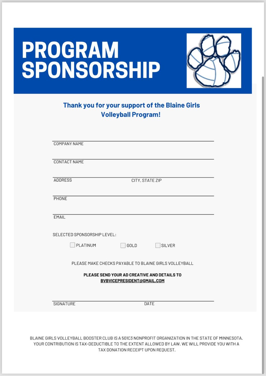 BVB is looking for 2024 sponsorships!