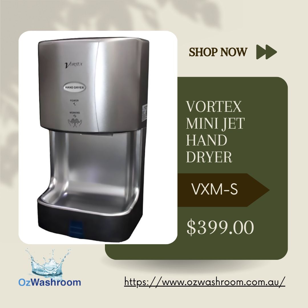 ozwashroom's tweet image. Dry hands in 8-12 seconds with the Vortex Mini Jet Hand Dryer. Features air filter, water tray, and adjustable hot/cold settings. Quiet at 72dB! 
buff.ly/3LmI93n 
#HandDryer #VortexMiniJet #QuickDrying #HygienicSolution #ModernRestroom #EfficientDesign #QuietOperation