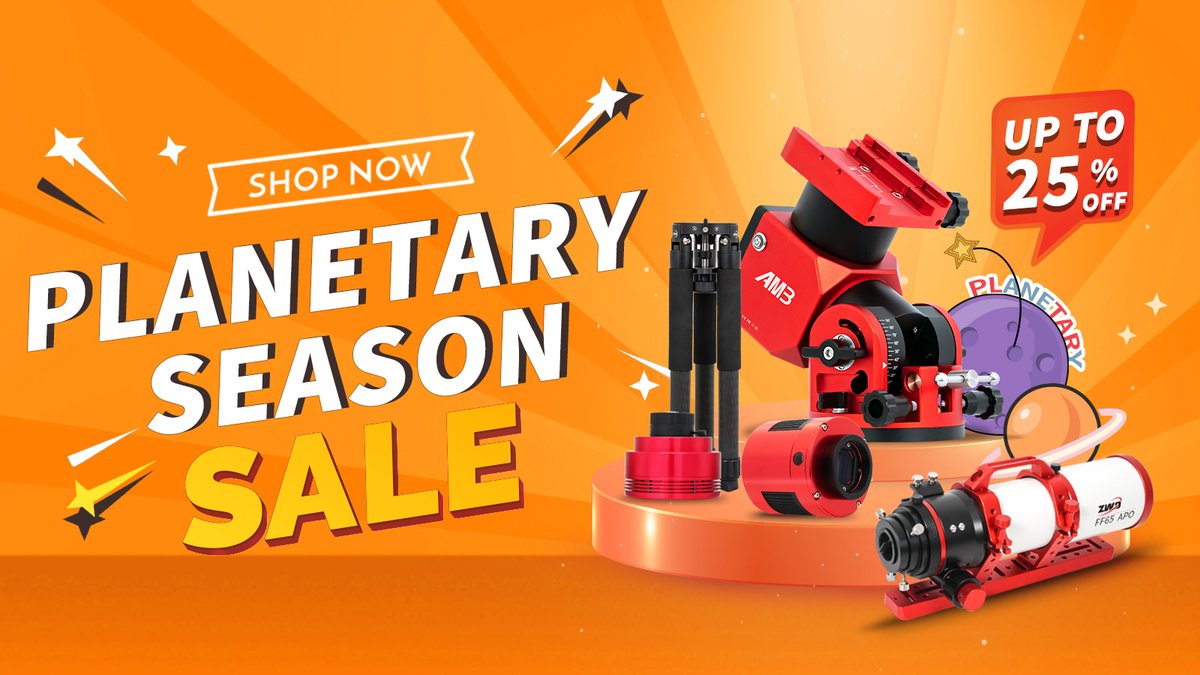 zwoastro's tweet photo. 🪐The annual Planetary Season Sale has begun!
🤩Surprise prices will last until August 15, so come see if there's anything you're looking for!
🛒https://t.co/NfIWn1GHVt
#planetary #planetaryseason #sale #zwo #camera #astrophotography #deepskyphotography #SummerSale https://t.co/q7sy1cArSm