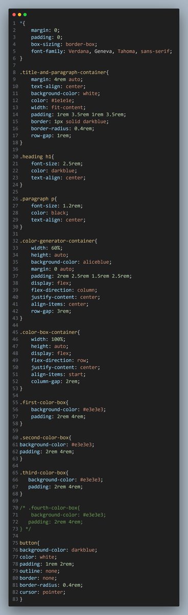 Ahyam_ibinabo's tweet photo. Day 48 of Learning JavaScript with @devanddesignhq
*Building a Color Generator.
#javascript https://t.co/ISa5PYPHlS