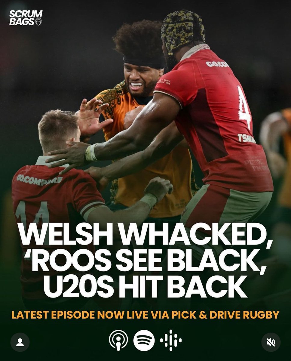 ScrumbagsRugby's tweet photo. New Episode!๐๏ธ
The Wallabies have gone back to back against Wales! Mitch and Lachie bask in the glorify of two test wins to start 2024 before ripping off the bandage and breaking down the Wallaroos vs Black Ferns disaster
Out Now
#pickanddrive #wallabies #wallaroos https://t.co/29Sqdc7OGJ