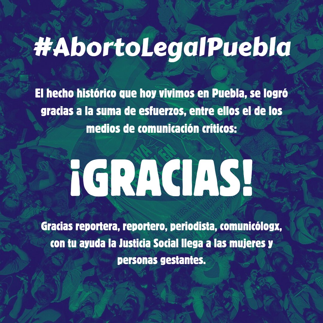 Hoy #Puebla hizo historia y no podemos celebrar sin dar mención a las aliadas, aliados y aliades que desde el inicio de esta travesía nos han acompañado. Gracias a los equipos de los medios de comunicación 💚 abrimos 🧵👇🏻
#AbortoLegalPuebla 💚🏳️‍⚧️