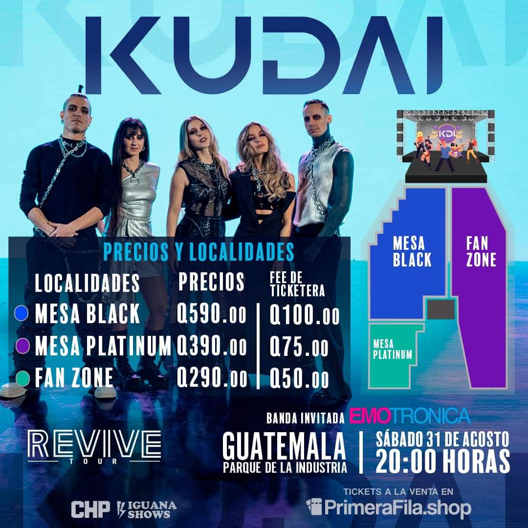 BeatsLatino's tweet photo. La primera reunión de los cinco integrantes originales ¡Kudai en Guatemala! 🎤🇬🇹

🗓31 de agosto 
📍Parque de la Industria
🎫Entradas disponibles aquí: https://t.co/Jc5FrAxEOa

@chpromotionspr

#Guatemala #Kudai #revivetour #EventosGuatemala #ConciertosGuatemala #CHPromotions https://t.co/v3sqnvlxcn
