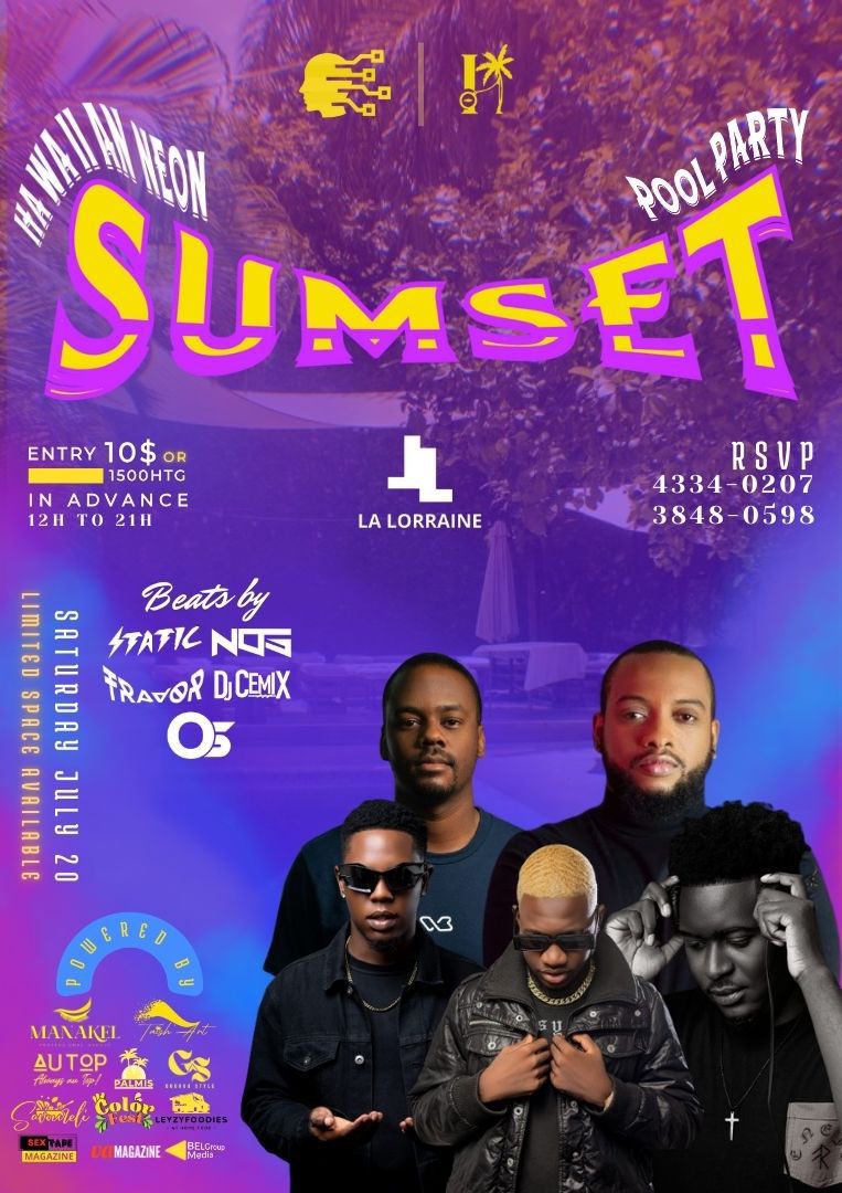 didierlivehaiti's tweet photo. SUMSET ALERT
The lineup is LIT!
Don't miss out on this UNFORGETTABLE VIBE - tickets on sale NOW and in LIMITED quantities! ️
#sumset #creativebrain #heritagehaiti #poolpartyparadise #lalorraine #haiti #ticketsonsale https://t.co/CErud36ITu