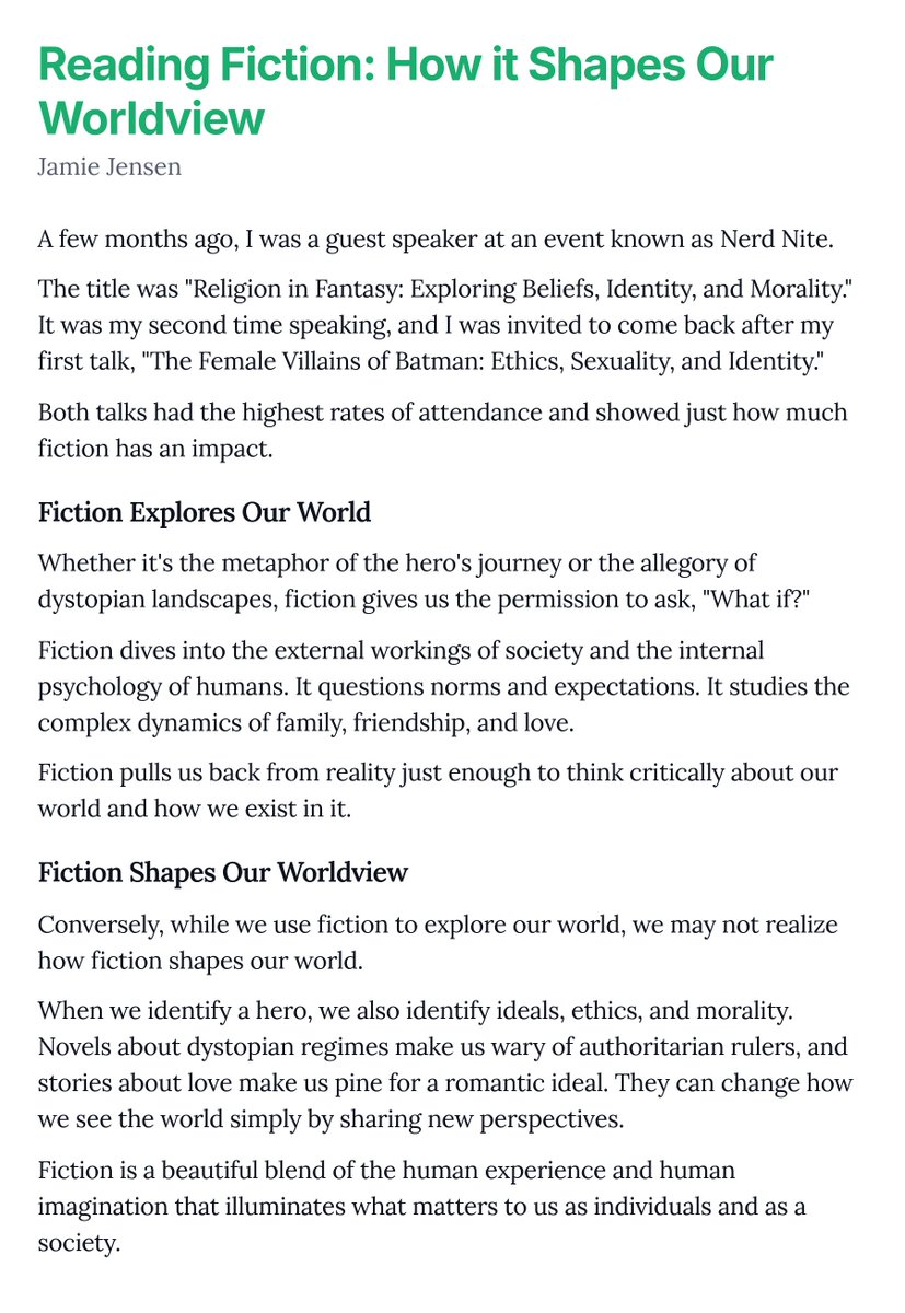 scribenthrive's tweet photo. Reading Fiction: How it Shapes Our Worldview https://t.co/T5ruTgKYxk