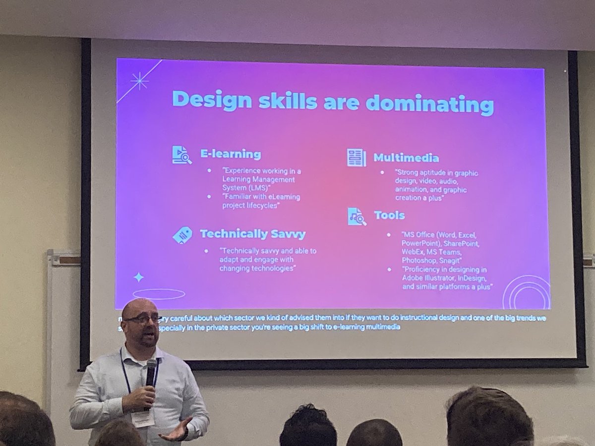 pmrdms's tweet photo. Guiseppe Getto and @BremenV presenting trends in post-pandemic instructional design using textual analysis of job ads #ProComm24 https://t.co/rn5qHYYeqt