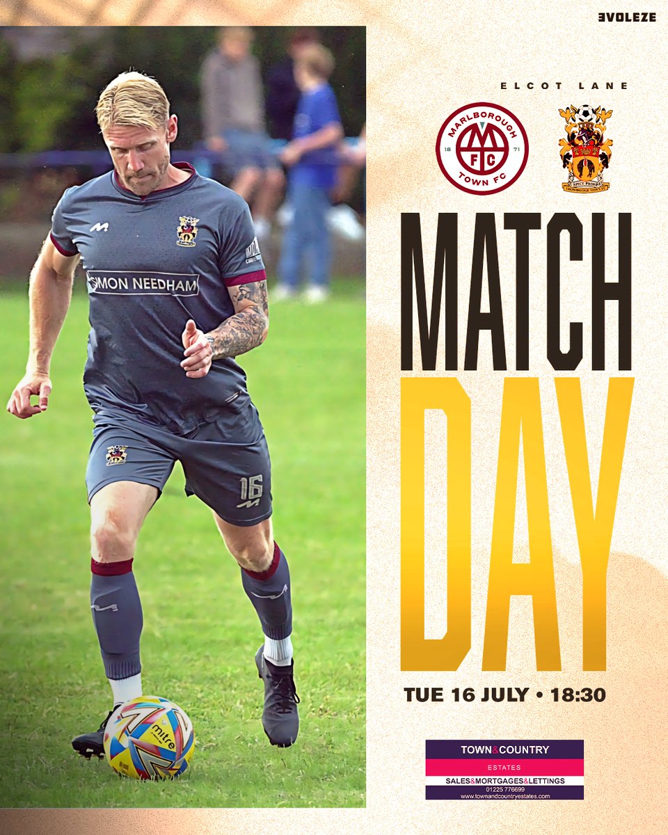 Trowbridge Town FC 🐝 (@trowtownfc) on Twitter photo MATCHDAY! Brought to you by Town & Country Estates 🏠
🆚️ <a href="/MarlboroughTnFC/">Marlborough Town FC</a>
6.30pm KO 🕡
Elcot Lane, Marlborough, SN8 2BG📌
Pre Season Friendly 🤝
FREE ENTRY 👊
We'll be looking to bounce back with a positive performance tonight - see you there! 🤘
#UTB 🐝🐝🐝 MATCHDAY! Brought to you by Town & Country Estates 🏠
🆚️ <a href="/MarlboroughTnFC/">Marlborough Town FC</a>
6.30pm KO 🕡
Elcot Lane, Marlborough, SN8 2BG📌
Pre Season Friendly 🤝
FREE ENTRY 👊
We'll be looking to bounce back with a positive performance tonight - see you there! 🤘
#UTB 🐝🐝🐝