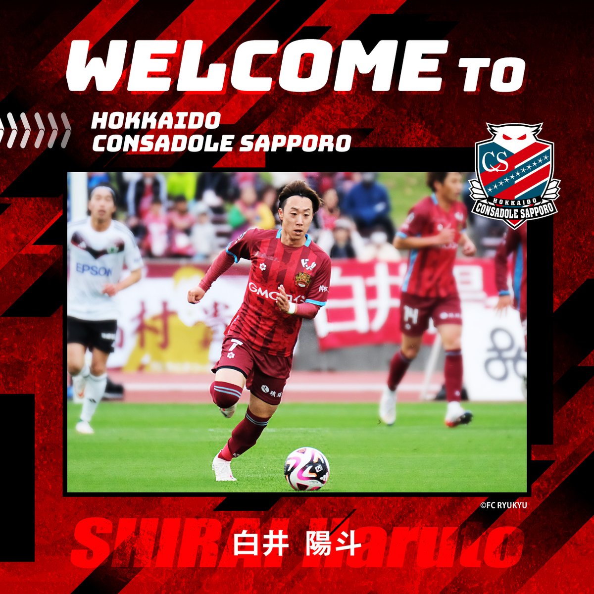 🟥Welcome to Consadole◼️ #FC琉球 から #白井陽斗 選手が完全移籍で