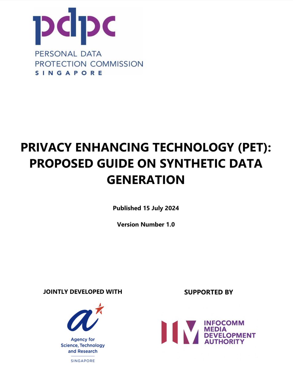 🚨 [AI &amp; PRIVACY] Singapore's Data Protection Authority publishes its "Proposed Guide on Synthetic Data Generation," and it's an interesting read for everyone in AI &amp; privacy. Info &amp; quotes:

➡ Among other topics, the proposed guide discusses a five-step approach to generating