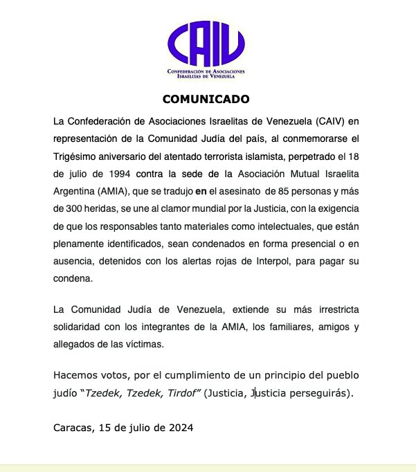 Comunidad Judía Vzla (@caivenlinea) on Twitter photo 