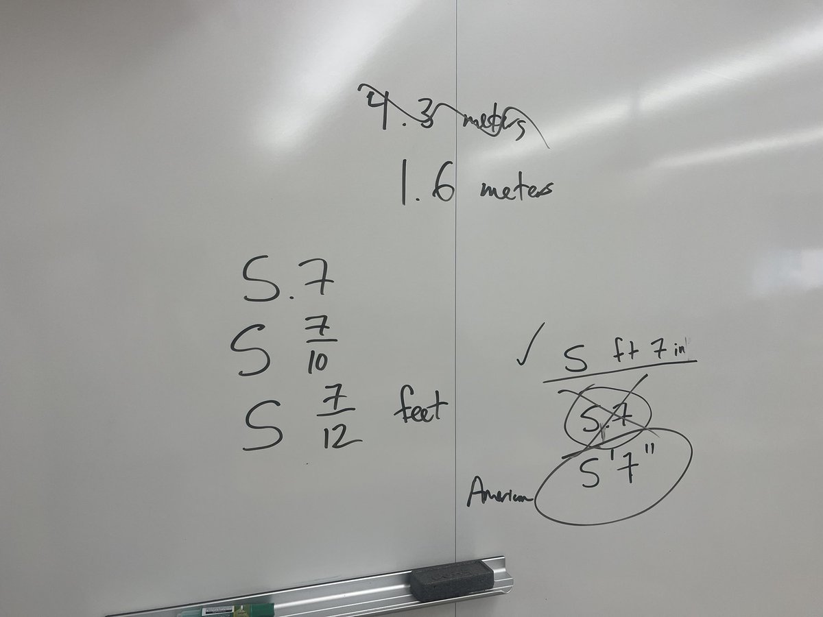 martinsean's tweet photo. First day of grade 5/6 math camp: estimating my height then age, #unitchat , 2 3 act tasks from @gfletchy saw area model, algorithm, insane ratio table where student worked from 1 to 8, 100 to 80, 200 to 1600 300 to 2400 then down by 10 to 80 ratios to 270 to 2160! 🤯#mtbos https://t.co/B9azsqeKn1