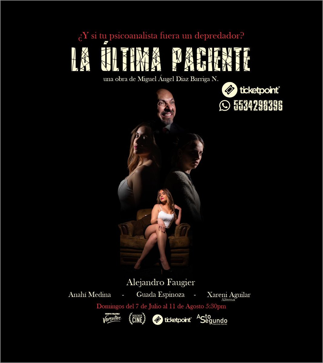actosegundo's tweet photo. #Laultimapaciente .. una obra de suspenso psicologico, no te la puedes perder..
 Domingos de Julio y agosto, corta temporada #NuevoTeatroVersalles  @anabahenaoficial  @GuadaEspinozaB  @AFaugier #Mexico #Teatro #Espectaculos #Love https://t.co/I7YJRTvvBF
