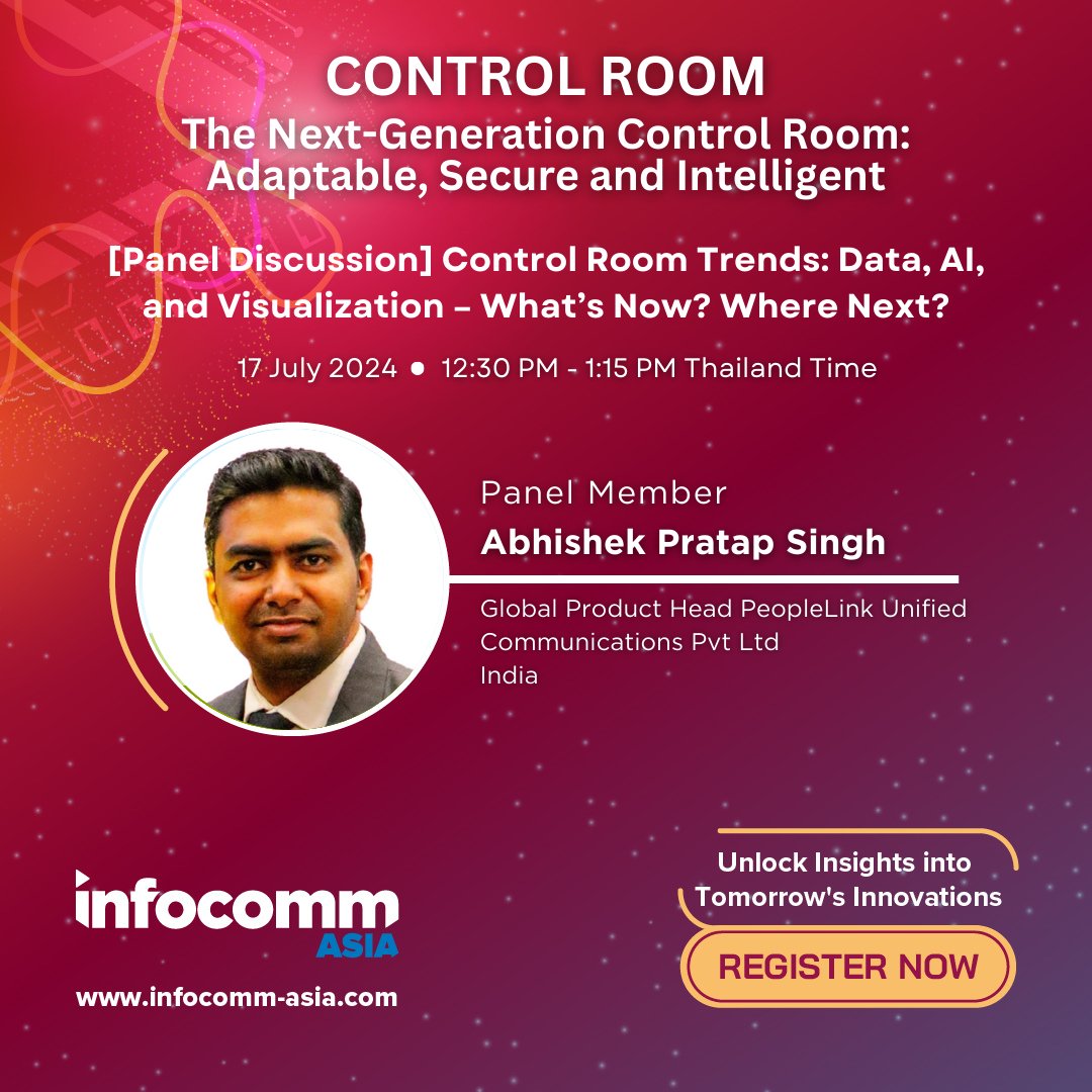 abhidnasingh's tweet photo. I'm honored to speak at #InfoCommAsia2024. Join me for a thought-provoking Panel Discussion at Control Room  Signage session on Control Room Trends.

📅 17 Jul 2024 | 12:30 PM – 1:15 PM
📍 Queen Sirikit National Convention Center (QSNCC), Bangkok, Level 1 https://t.co/Fmezv7Zb0h