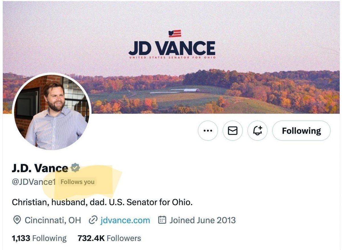 holy shit i just noticed JD Vance follows me on twitter 🤯🤯🤯