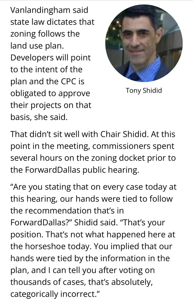 Johnyalamo's tweet photo. If it doesn't matter if CPC can follow or not follow a land use plan, then what is the purpose of a land use plan? Better yet, if CPC would vote to say that 10plexes are not the reccomended use in the community residential/single family placetype, can they then override that land use plan reccomendation case by case too, as Mr. Shidid implies here too?