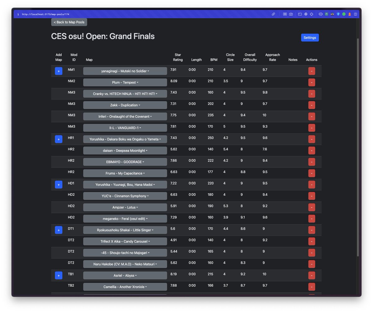 stanrunge's tweet image. new match playing page and modals, also a map pool editor 👍