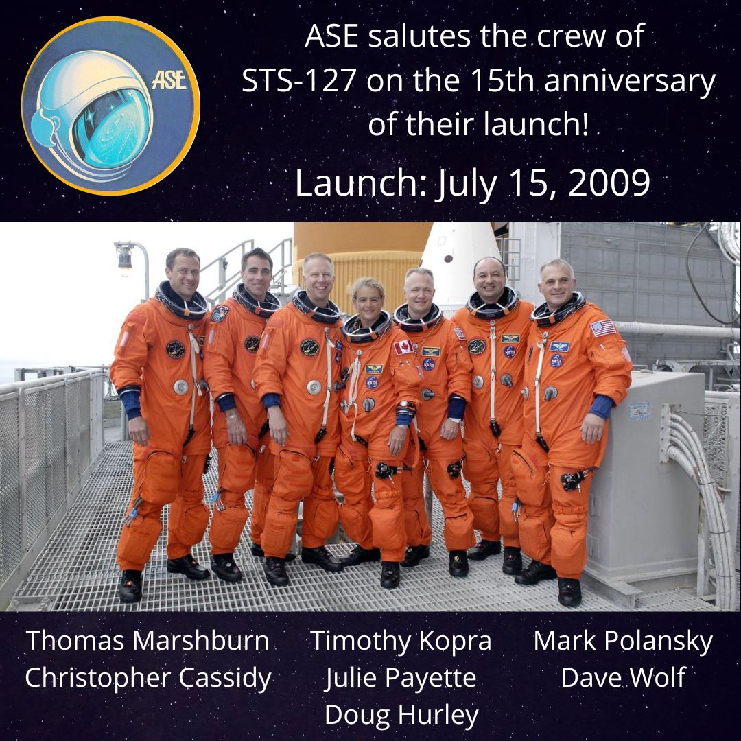 Association of Space Explorers (@ase_astronauts) on Twitter photo #OTD 15 years ago ✨
STS-127 launched on July 15, 2009, with ASE members Thomas Marshburn, Christopher Cassidy, Timothy Kopra, <a href="/Astro_Payette/">Julie Payette</a>, <a href="/Astro_Doug/">Col. Doug Hurley</a>, and <a href="/Astro_127/">Mark Polansky</a> aboard! #OTD 15 years ago ✨
STS-127 launched on July 15, 2009, with ASE members Thomas Marshburn, Christopher Cassidy, Timothy Kopra, <a href="/Astro_Payette/">Julie Payette</a>, <a href="/Astro_Doug/">Col. Doug Hurley</a>, and <a href="/Astro_127/">Mark Polansky</a> aboard!