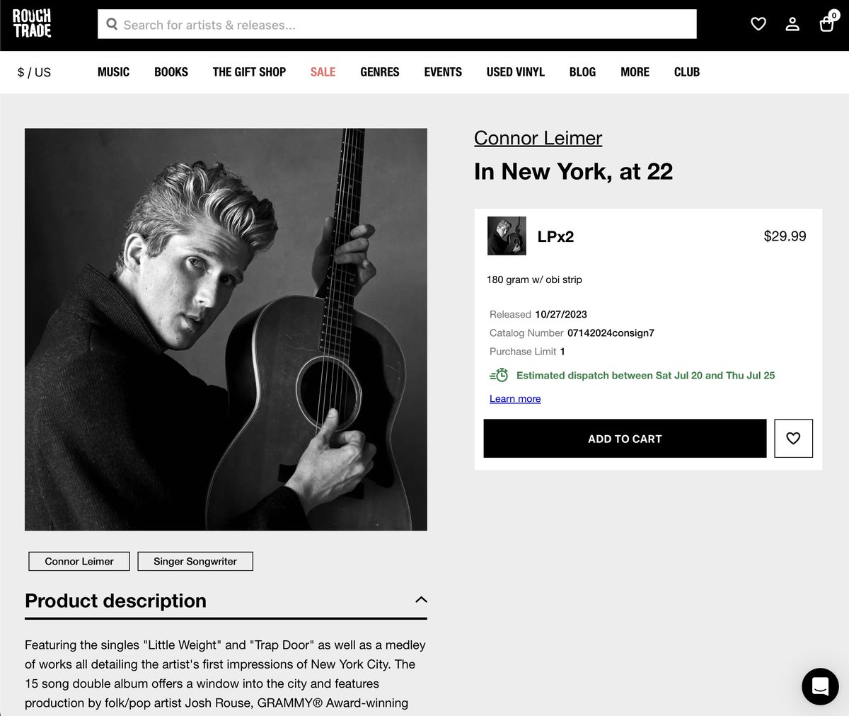 Now available at <a href="/RoughTradeUS/">Rough Trade US</a> (NYC)

"In New York, at 22" – Connor Leimer 
roughtrade.com/en-us/product/…