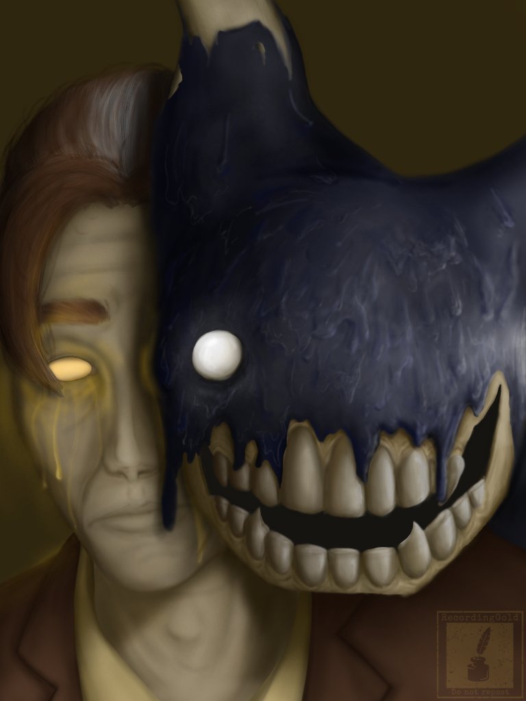 RecordingGold's tweet photo. Worst of all it knows its only truth is made of lies,
Wanting for aught and ever-wise,
So there will need to be a compromise,
Easier to close our eyes,
Seeing the other side of our disguise.
#batdr #bendy #inkdemon #henry #batim #MusicReference #BENDY #InkDemon https://t.co/r0qW5k0OCi