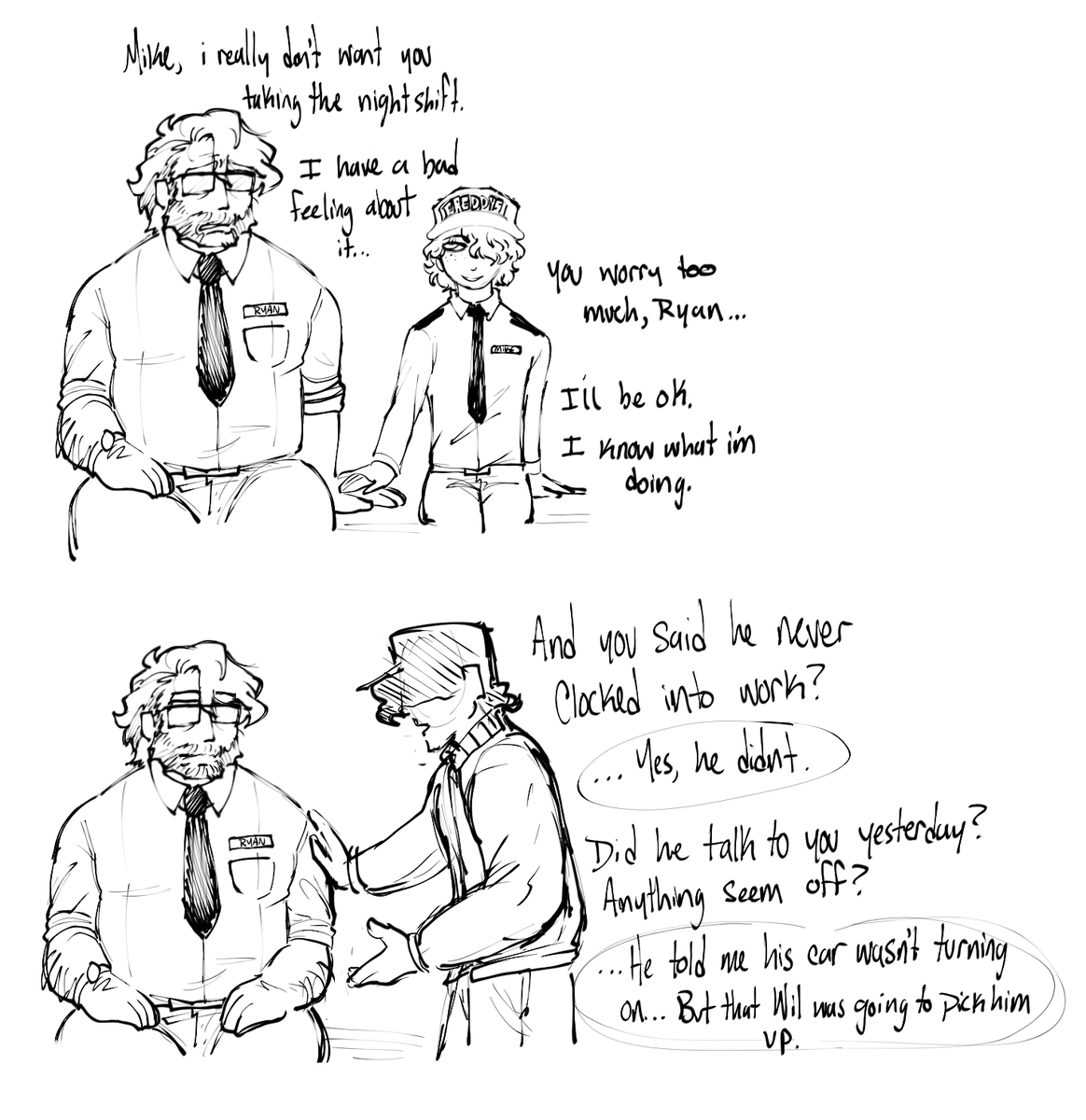 horrorcase's tweet image. Harbingers of evil // #fnaf #mikeschmidt #hudsonfrights #duanefrights #phoneguy