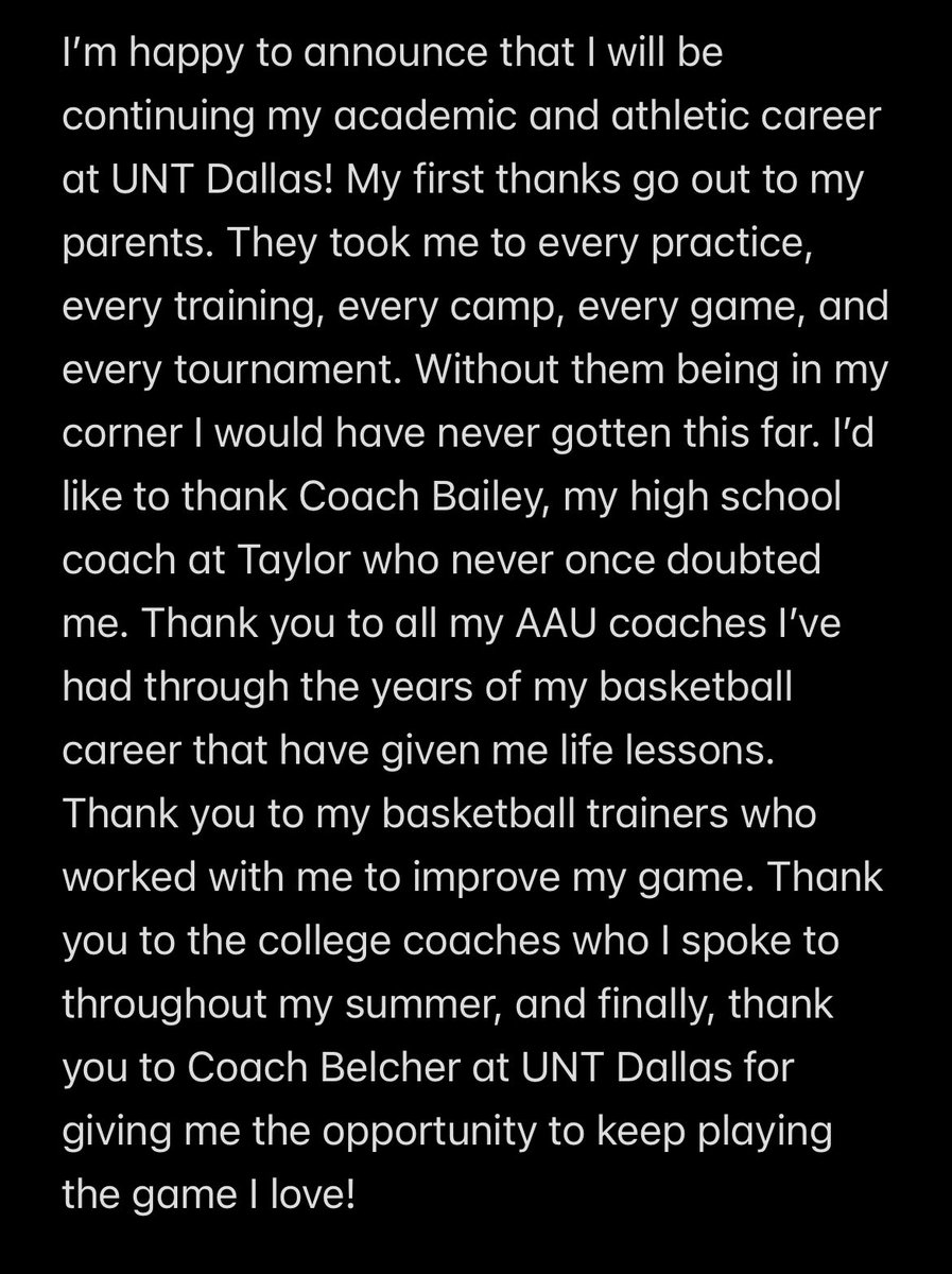 Thank you <a href="/CoachB_UNTD/">Rodney Belcher</a> for giving me the opportunity to continue my academic and athletic career at UNT Dallas! <a href="/LadyDuckHoops/">Lady Duck Basketball</a>