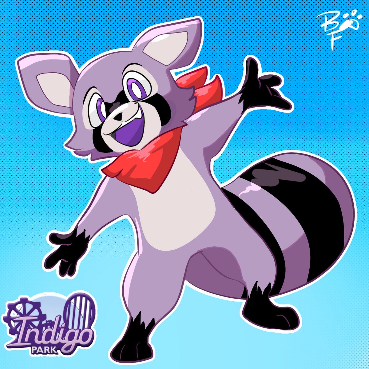 Finished drawing: rumbley the raccoon from the game indico park