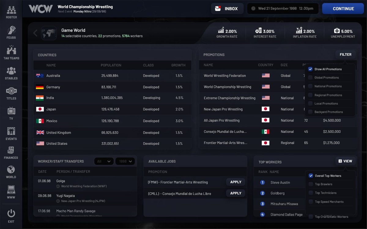 RingExecPro's tweet image. Got the UI nailed for exploring the entire game world in Ring Executive Pro... drill down countries -&amp;gt; regions -&amp;gt; specific promotions!
