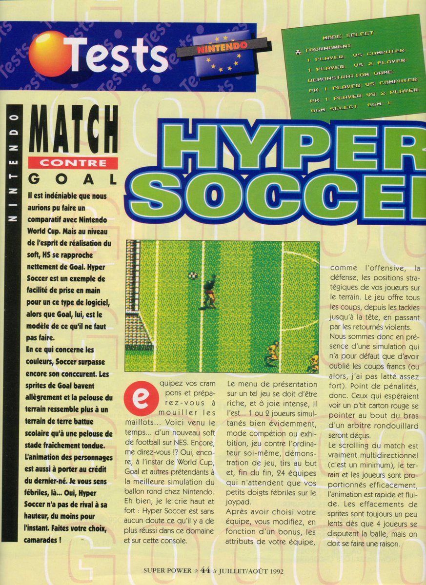 AllmightoFranky's tweet photo. #Nostalgeek on poursuit le feuillerage du tout premier numéro de #SuperPower,mag spé #Nintendo,de l'été 92!On passe aux tests avec,#HyperSoccer,#AdventureIsland2 et #FourPlayersTennis sur la #NES!#retro #retrogaming #oldschool #80s #90s 1/5 https://t.co/XeKIstXHRq