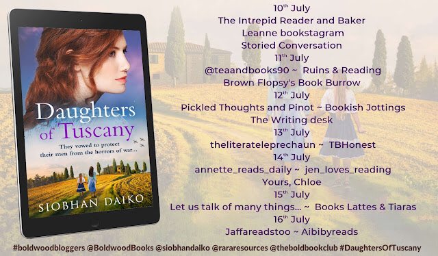 jaffareadstoo's tweet photo. Delighted to join the blog tour today to share my #BookReview of #DaughtersOfTuscany by @siobhandaiko @BoldwoodBooks @rararesources #BoldwoodBloggers

https://t.co/YEUaEWWrqO https://t.co/gK6nWxQOCN