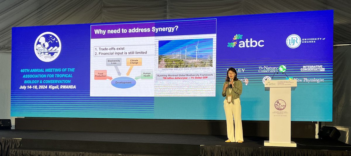 Day 2 of #atbc2024 in #Kigali keynote speaker Dr Binbin Li from Duke Kunshan University in China talking about synergies in biodiversity &amp; development <a href="/theATBC/">ATBC</a> <a href="/Uni_Rwanda/">University of Rwanda</a> <a href="/UNESCO/">UNESCO 🏛️ #Education #Sciences #Culture 🇺🇳</a> <a href="/CoEBrwanda/">Center of Excellence in Biodiversity & NRM</a> <a href="/Rwanda_Edu/">Ministry of Education | Rwanda</a> <a href="/EnvironmentRw/">Ministry of Environment - Rwanda</a> <a href="/REMA_Rwanda/">Rwanda Environment Management Authority</a>