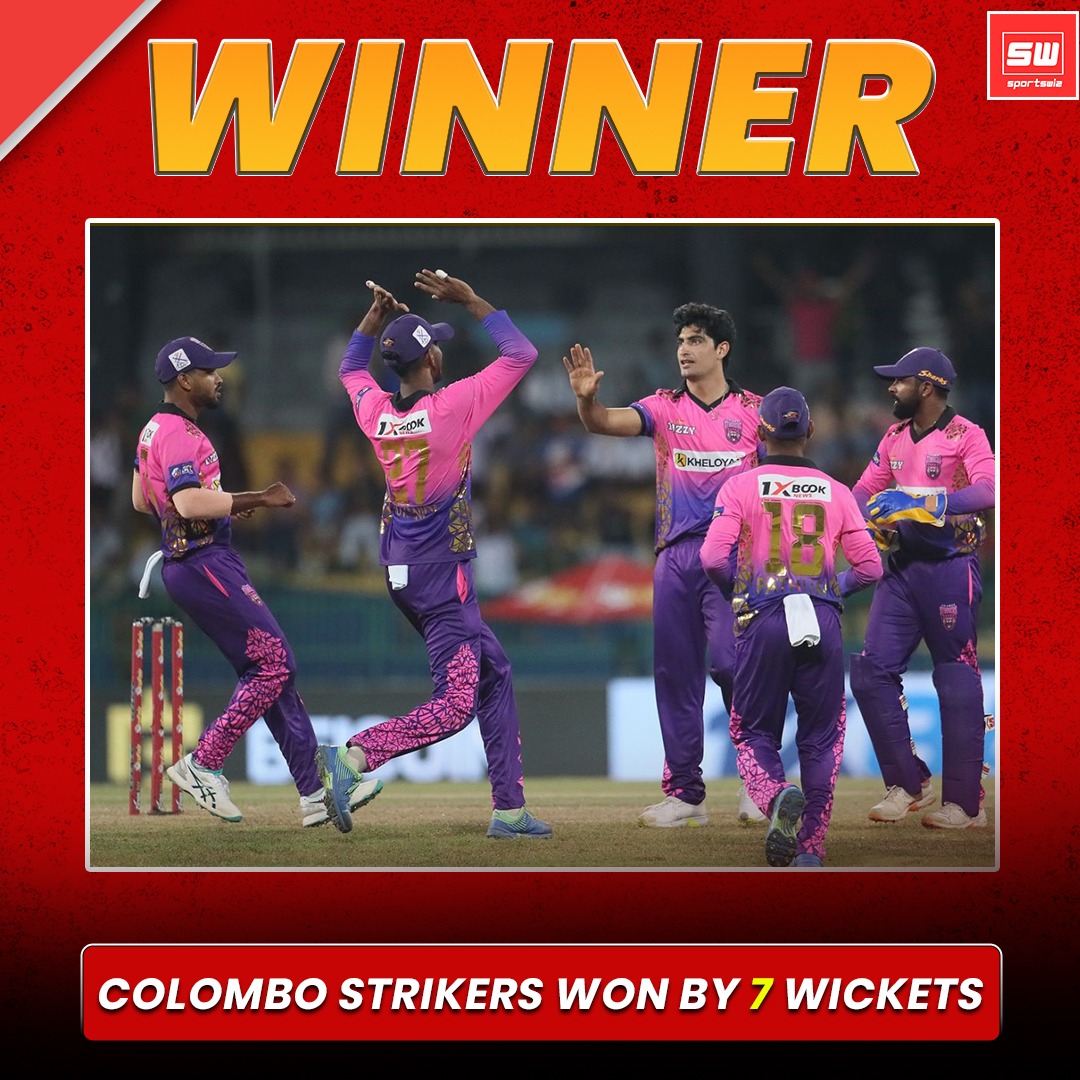 mysportswiz's tweet photo. Colombo Strikers shine bright in the 19th match of LPL, outplaying Galle Marvels with a stellar 7-wicket victory! 🌟🏏
#Sportswiz #ColomboStrikers #INDvsSL #AmitMishra #LivMorgan #Rhea #Bobby #Gunther #Portland #WWERaw #NCAA #Bayless #Doda https://t.co/CbW7S1aRRc