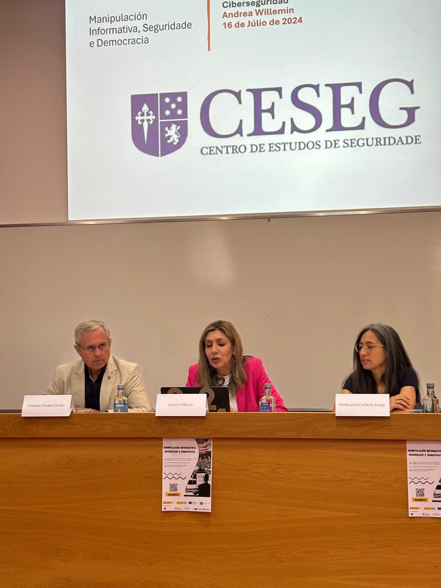 cesegusc's tweet photo. Mesa de análisis sobre ciberseguridad y desinformación en el segunda día del curso, con @fran_dacoba, Puri Carmena y Andrea Willemin
@cesegusc @UniversidadeUSC https://t.co/IRY43tQdjI