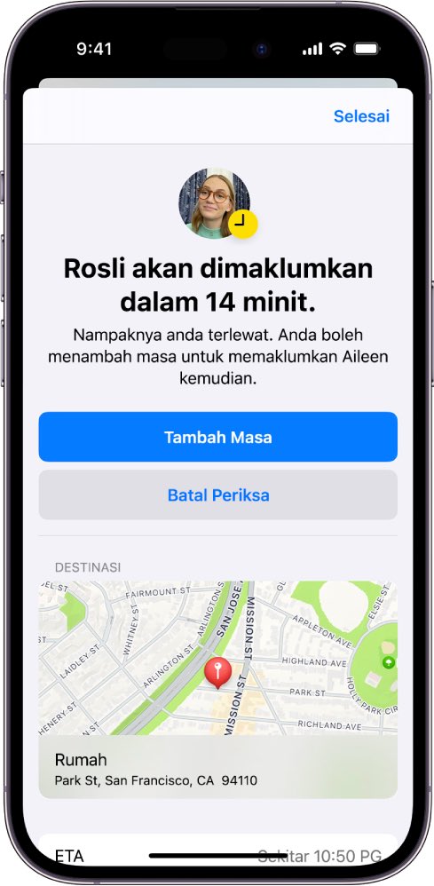 XavierNaxa's tweet photo. Awasi anak serta keluarga anda dengan memastikan mereka selamat pulang ke rumah dengan menggunakan fungsi Periksa pada iOS 17

Contohnya, anak anda merantau dan bekerja di Kuala Lumpur. Sebelum pulang, anak anda akan menghantar satu arahan (Periksa) yang dihantar melalui iMessage https://t.co/N9avCdu8Ef