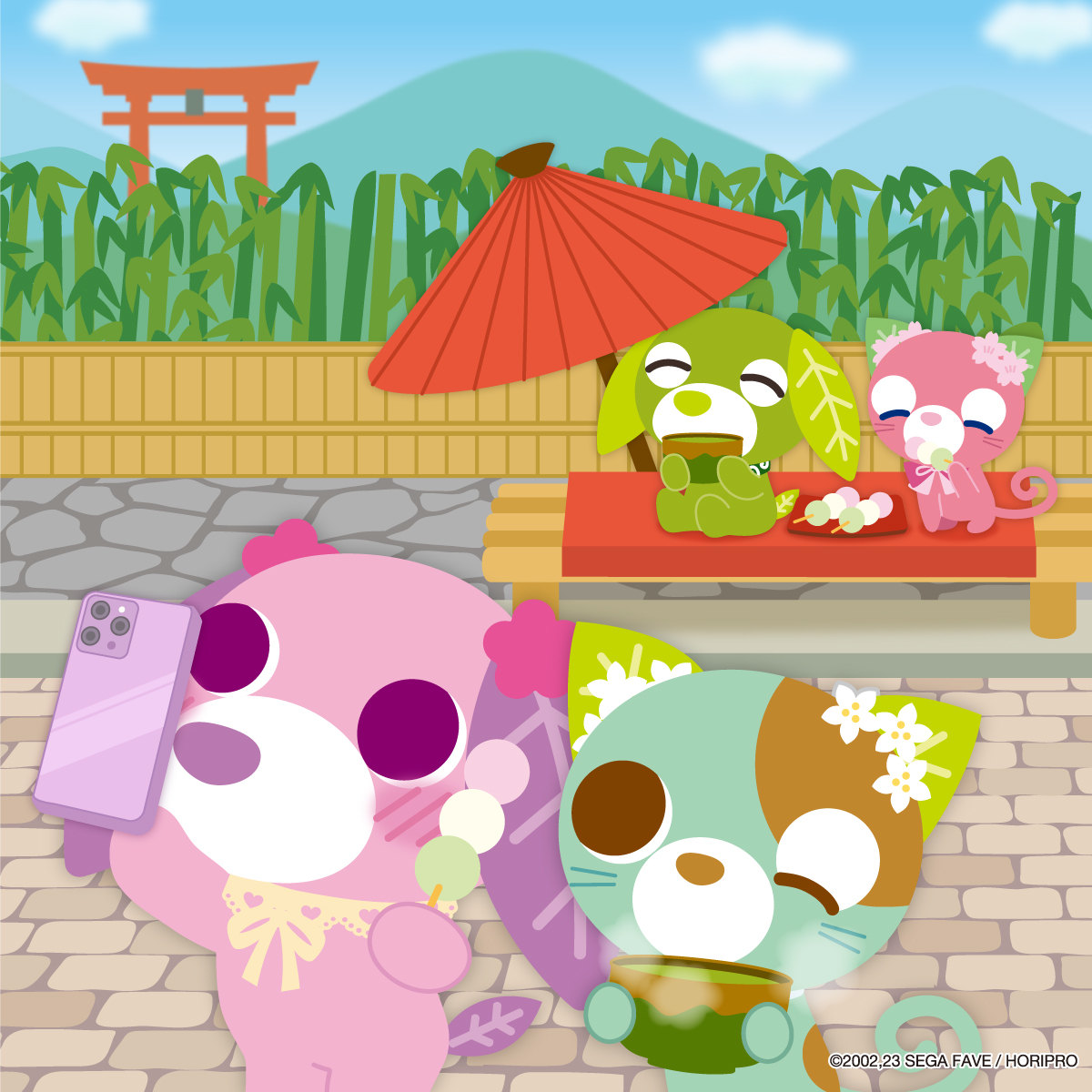 ☀️お茶犬たちの夏休み? リョク、ハナ、サクラ、ソーの4匹は #京都 