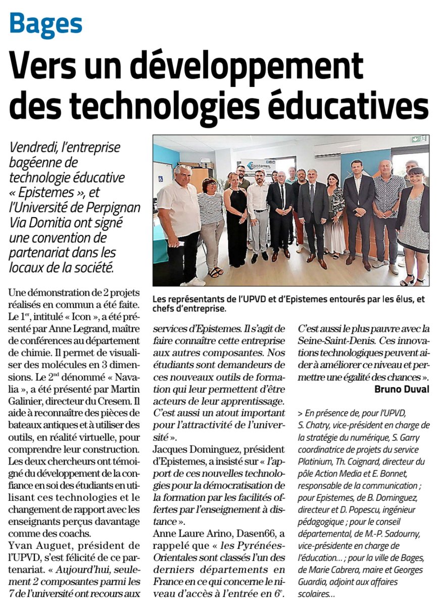 Epistemes est très fiere d'avoir accueilli <a href="/upvd1/">Université Perpignan</a>  dans le cadre de la signature de cette convention.
Bientôt de nouveaux projets à venir!!
Epistemes est là pour vous accompagner dans la conception et le développement de vos projets pédagogiques et immersifs.
#education #VR