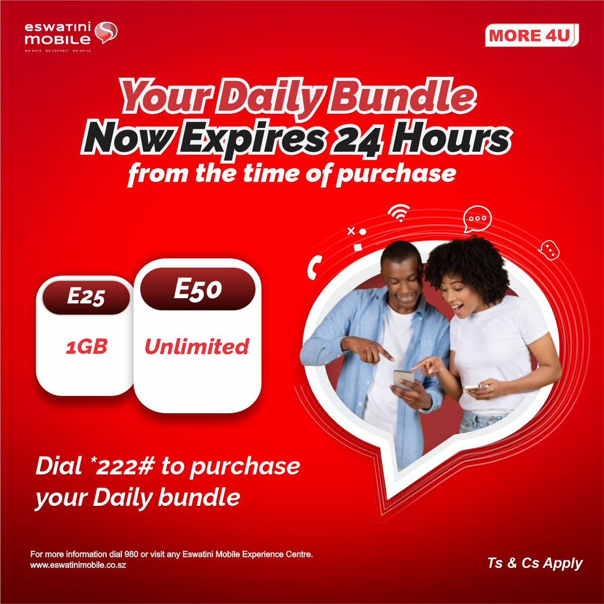mobile_eswatini's tweet photo. Enjoy full 24 hour access with our Daily Data Bundles!๐๐ฝStay online longer enjoy seamless connectivity๐คญ
#moredata
#more4u https://t.co/WAS0c8bCSV