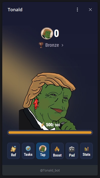 frenzoneIO's tweet photo. Exclusive Partnership with @TonaldLaunch 🔥

Follow @TonaldLaunch and Tap on Tonald's ear to earn endlessly🤑 here at https://t.co/ZeciyDvcCX

Must be following @TonaldLaunch to qualify for #Airdrop

#Trump #TrumpAssasinationAttempt #TapToEarn #TAPSWAP #TON #TONCHAIN #AirdropGiveaway
