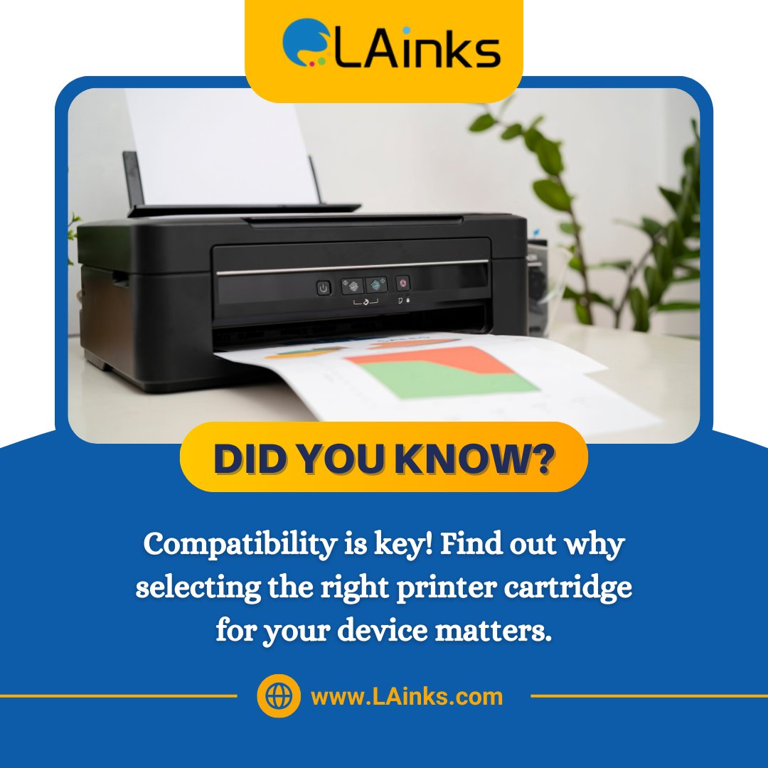 Lainks_com's tweet image. 💡 Did you know? 

Compatibility is key! Find out why selecting the right printer cartridge for device matters.

Choosing the right printer cartridge ensures smooth printing experience every time.

See More🛍️

🌐  bit.ly/4bOYt7M

#InkCartridges #PrintBrilliance #Lainks