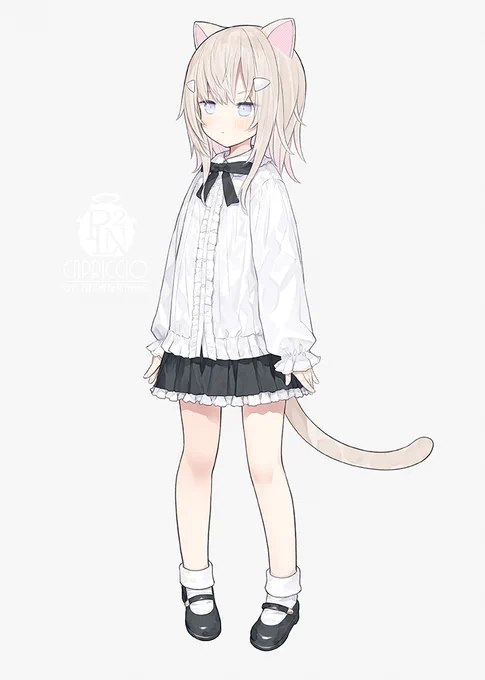 不服そうな ねこ。身体のラインがまったく見えない膨らんだようなシャツすき。上手く描けないけど(:3_ヽ)_ くしゅくしゅ紙でラッピングされて大きなリボンつけられてるみたいでかわいいよねー 