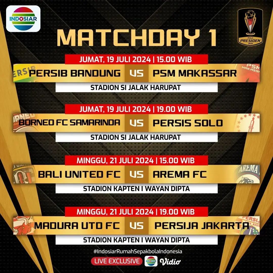 Jadwal live Piala Presiden 2024

Sudah dimulai para tim saling sikut untuk menjadi yang terbaik jangan sampai terlewatkan keseruan Piala Presiden 2024 dan dukung tim kesayangan kalian.

Saksikan selengkapnya hanya di Indosiar dan Vidio

#PialaPresiden2024