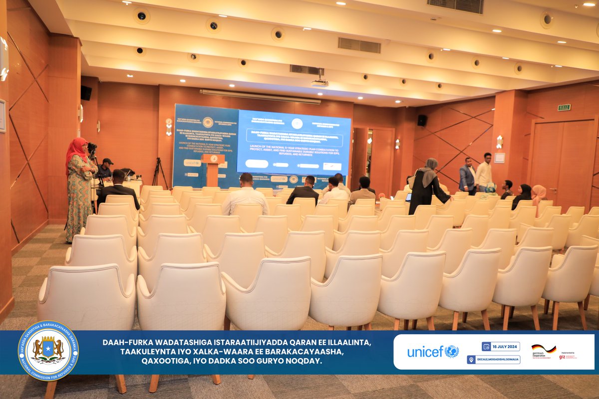 NCRIsom's tweet photo. #StartingShortly
The event to launch the National 5-Year Strategic Plan Consultation (NSPC) will begin shortly in Decale Hotel, Mogadishu. This initiative aims to leverage consultations at the national and external levels to optimize support & protection to DACs. https://t.co/j09PMpAogV