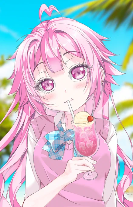 ピーチソーダバニラフロートを飲む甘酒ちゃん「欲しい?面白いことやってくれたら考えてあげるんなぁ」 