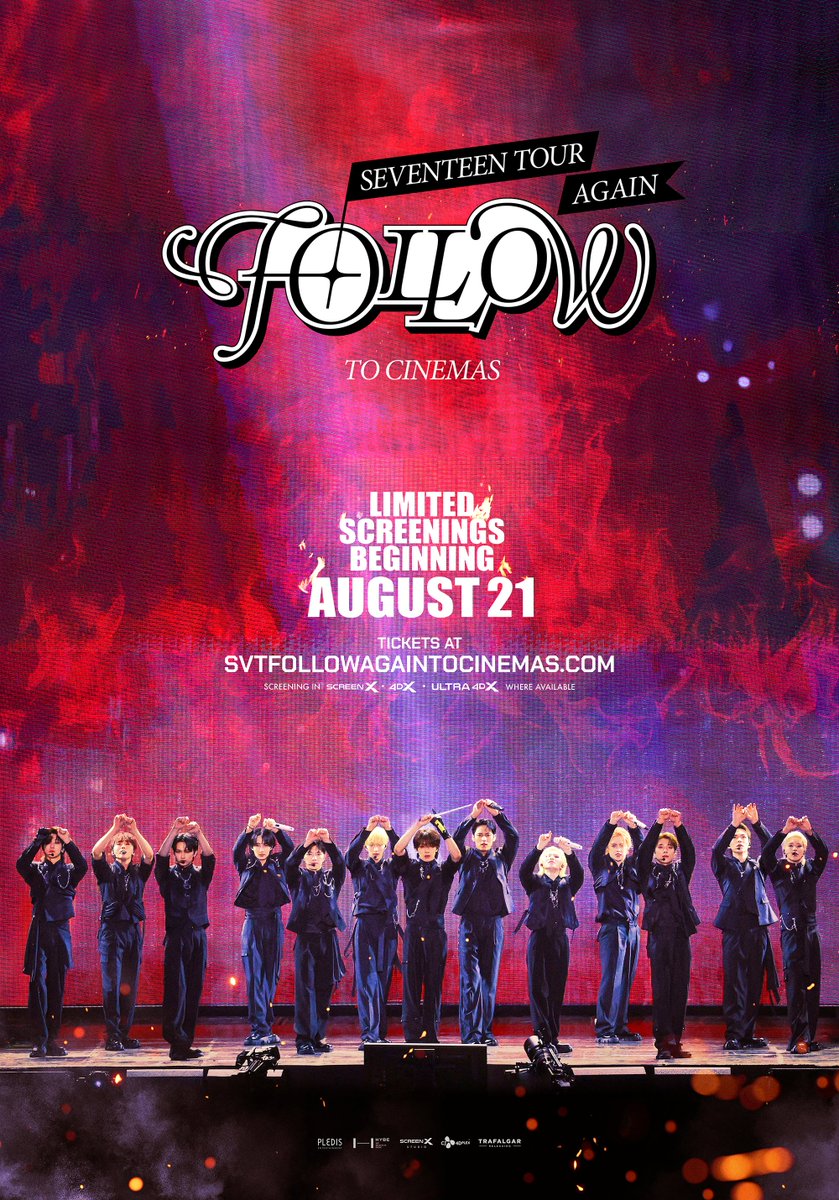 SVT TOUR 'FOLLOW' AGAIN TO CINEMAS

서울월드컵경기장을 가득 메웠던 그날의 감동🥹
✅8/14 국내 개봉, 7/24 국내 예매 오픈

Limited screenings beginning August 21!
Tickets on sale July 23, 6am PDT / 9am EDT
✅svtfollowagaintocinemas.com

#SEVENTEEN #세븐틴
#FOLLOW_AGAIN_TO_CINEMAS