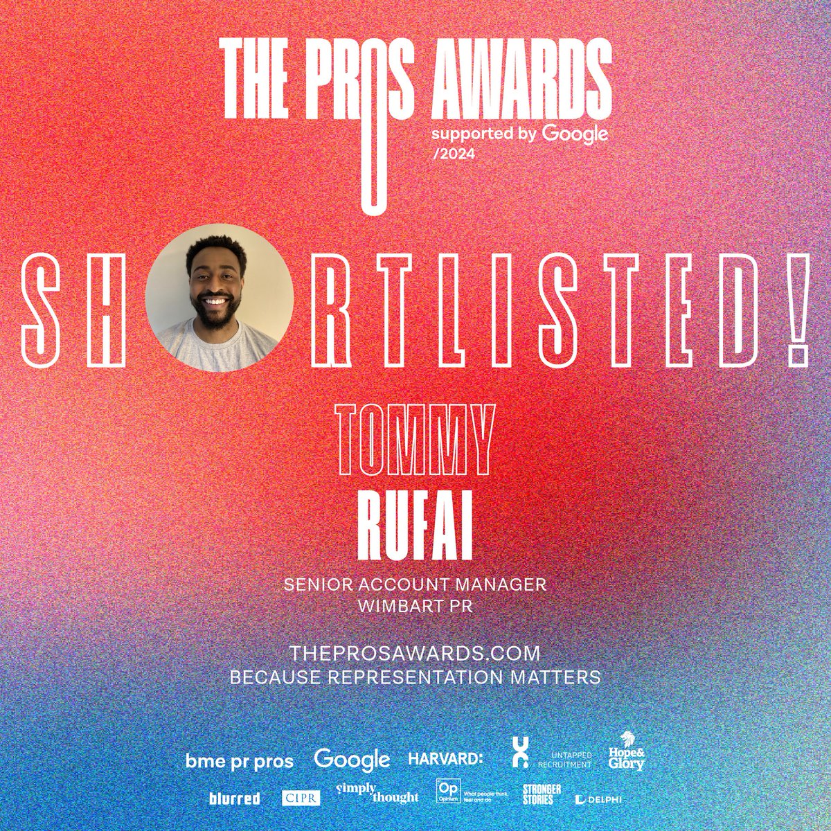 Wimbart Public Relations (@wimbart) on Twitter photo #TheProsAwards 2024 is right around the corner, and we’re thrilled that <a href="/Wimbart/">Wimbart Public Relations</a> has been shortlisted for Agency of the Year and our very own Snr Account Manager <a href="/TSRufai/">Tommy Rufai</a> Tommy Rufai for Under 30 Rising Star of the Year! @bmeprpros #TheProsAwards 2024 is right around the corner, and we’re thrilled that <a href="/Wimbart/">Wimbart Public Relations</a> has been shortlisted for Agency of the Year and our very own Snr Account Manager <a href="/TSRufai/">Tommy Rufai</a> Tommy Rufai for Under 30 Rising Star of the Year! @bmeprpros