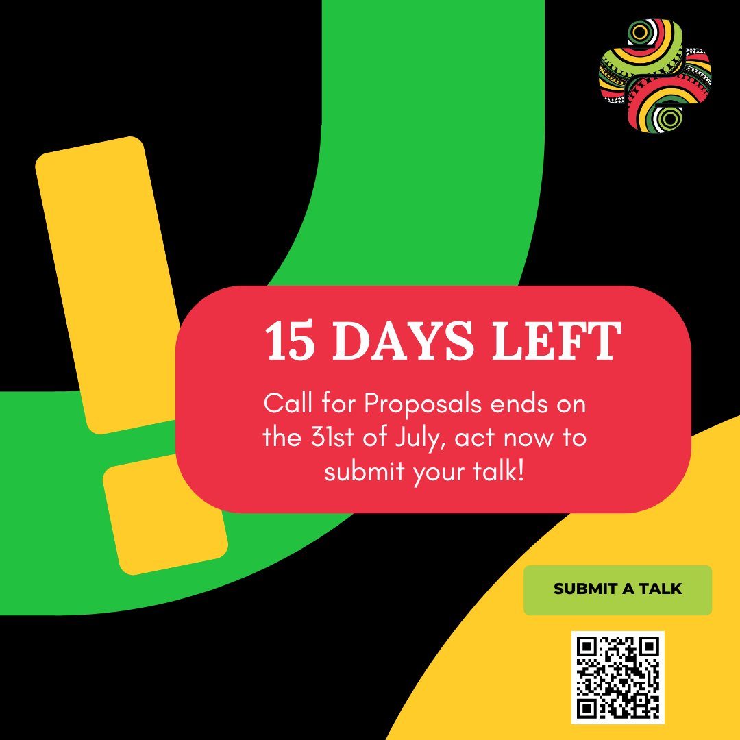 Only 15 days left to submit your proposal for PyCon Zimbabwe 2024!

Don't miss your chance to present at one of Zimbabwe's largest Python conferences. Connect with Python enthusiasts and share your knowledge Scan the QR code to submit your talk or visit: papercall.io/pyconzim2024
