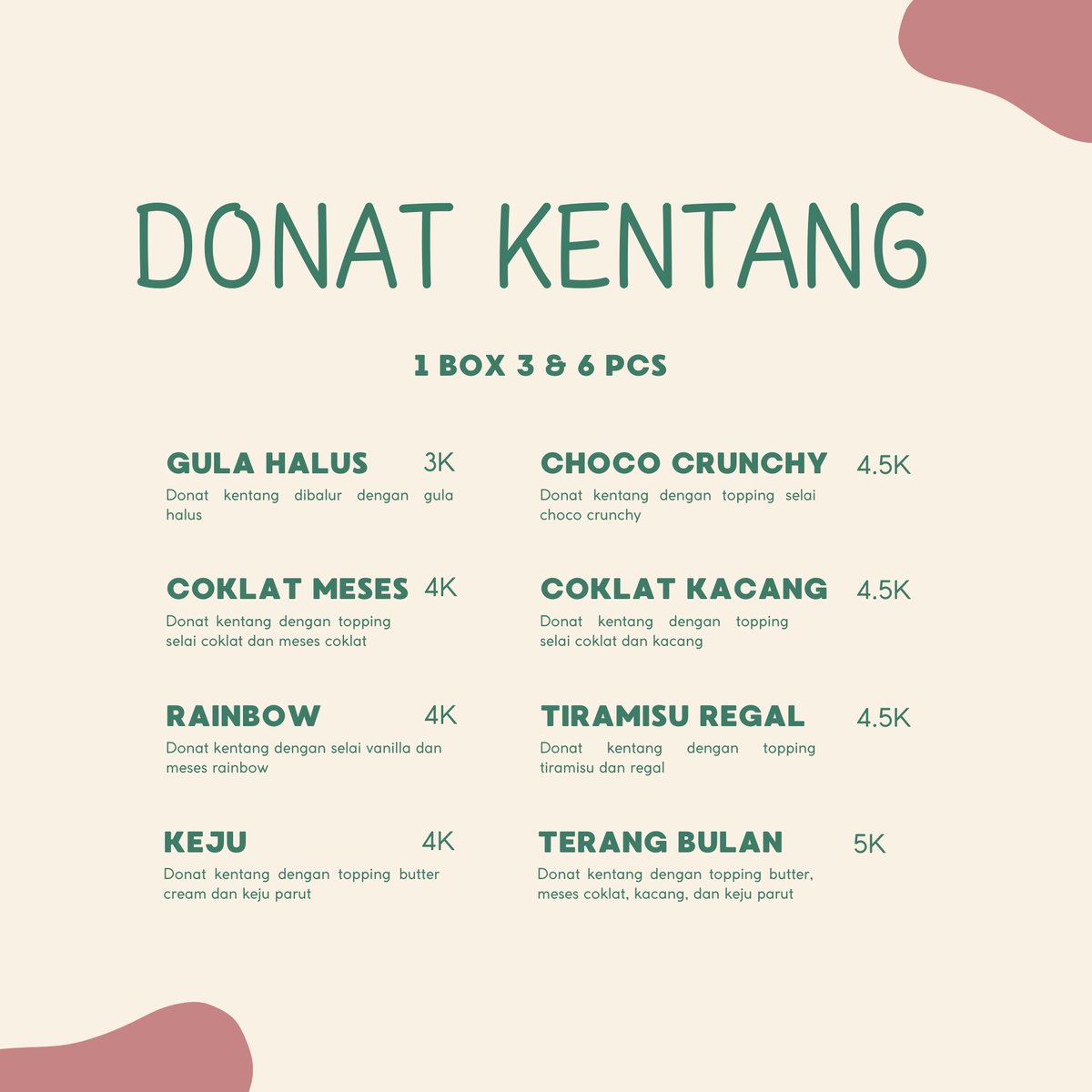 Pricelist—

Order by whatsapp yaa! 
wa.me/message/U3WKMM…