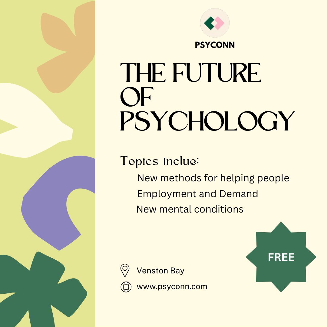 psyconn's tweet photo. Psyconn is back with it's most liked event "The Future of Psychology" Come meet with people in this field for over 20 years and talk about your long-term goals.
#Psychforlife #Psychworld #Psycbusiness https://t.co/SeJyIHwnVk