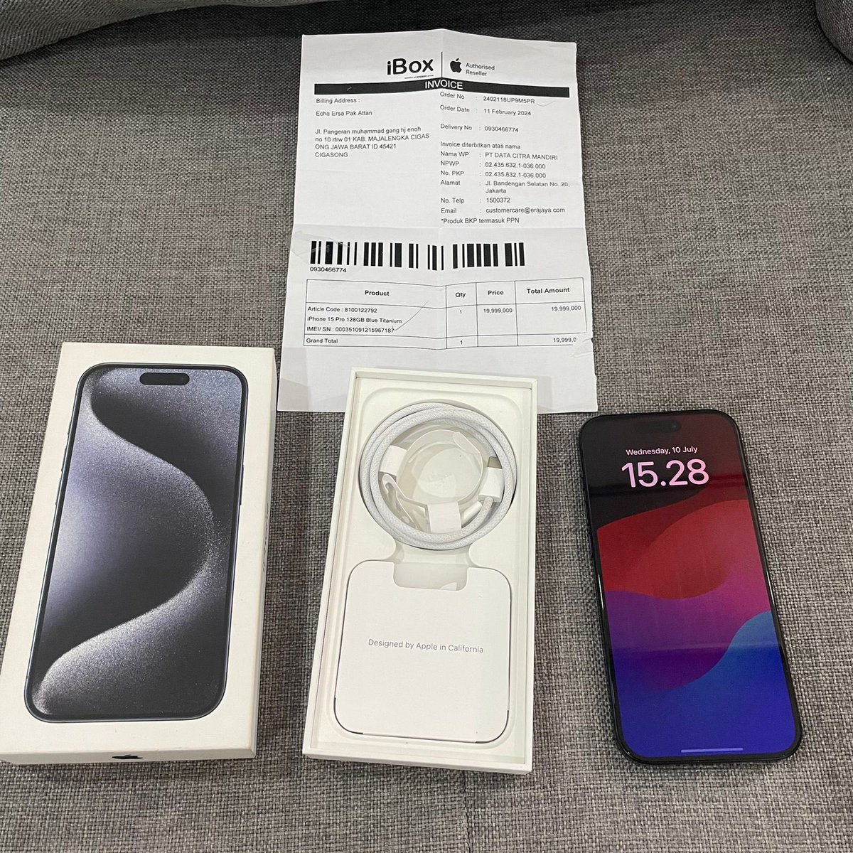 deddytp's tweet photo. ❗️WTS / For Sale / Dijual❗️

iPhone 15 Pro 128GB
resmi IBOX ya
masih garansi sampai Februari 2025 
Battery Health 99% 
Titanium Blue

sangat terawat
Fisik mulus 95% sisanya bekas pemakaian &amp; bekas case aja
tidak ada penyok, tidak pernah service

detail DM / WA 087786999975 https://t.co/7QsgCjfxoH